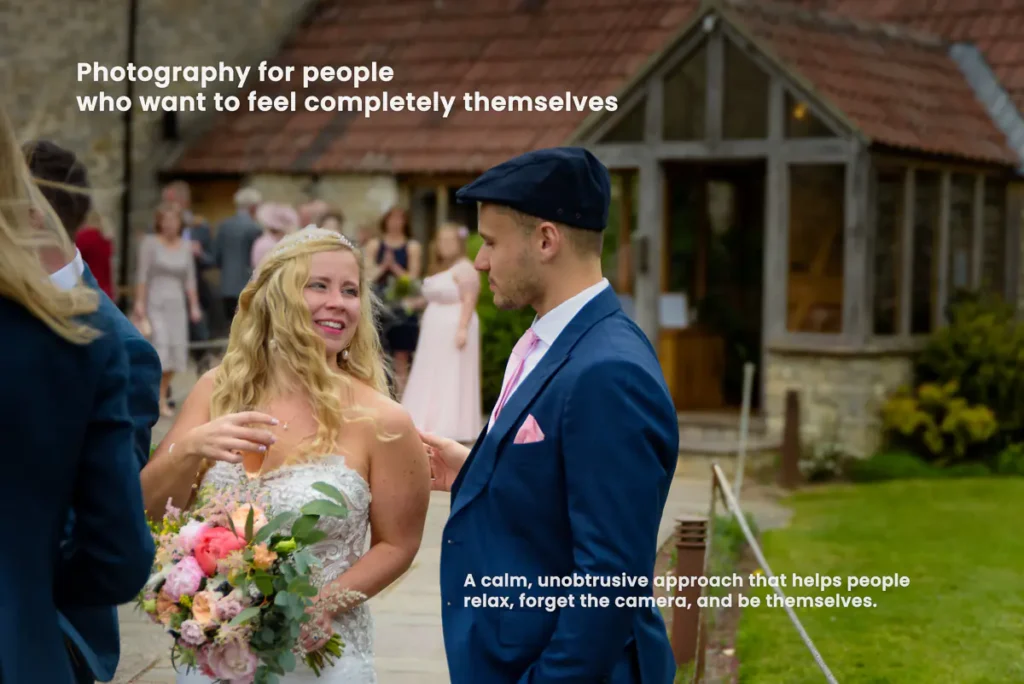 Relaxed people at a wedding