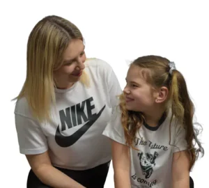 Mother and daughter - white background