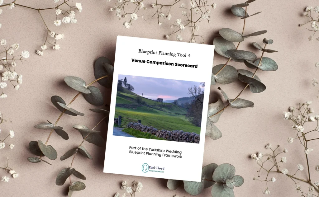 Mock-up of the Yorkshire Wedding Venue Comparison Scorecard by Dick Lloyd Photography